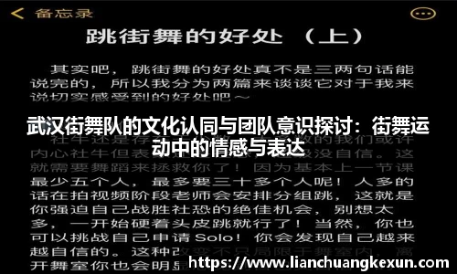 武汉街舞队的文化认同与团队意识探讨：街舞运动中的情感与表达